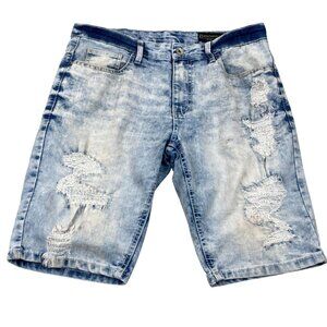 Southpole Mens Shorts Size 32 Slim Fit Acid Washed Retro Y2K Destroyed